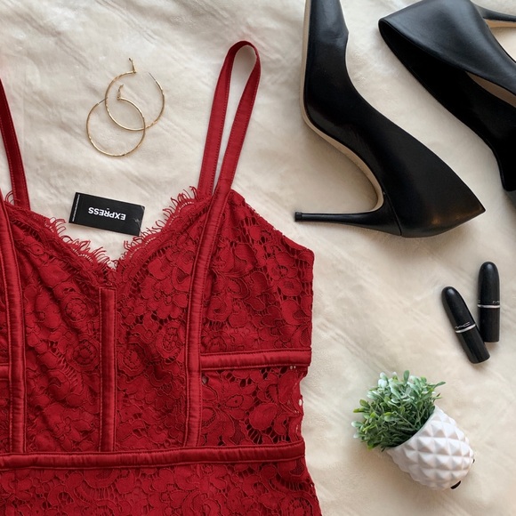 Express Dresses & Skirts - Express Lace Red Midi Dress